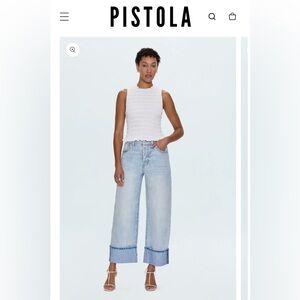 Pistola Light Blue straight Leg cuffed hem Jeans